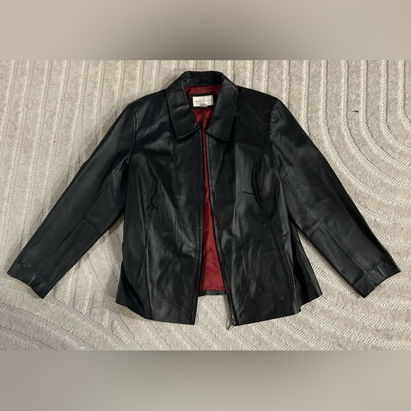 Vintage Worthington Black Leather Collared Zip Jacket - XL - Picture 2 of 11
